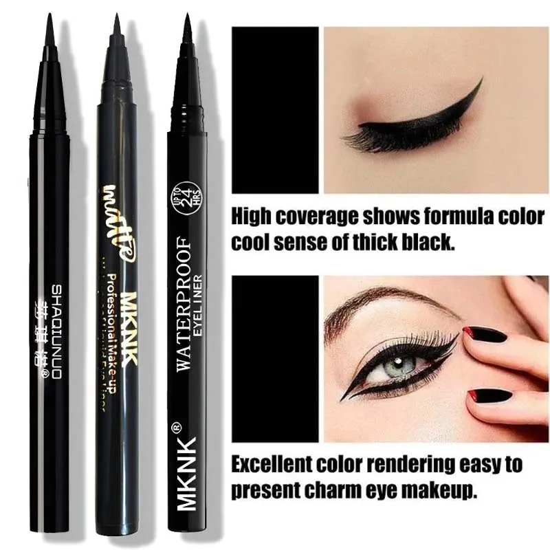 Zwarte Ultrafijne Tip Vloeibare Eyeliner Pen Blijvende Waterdichte Matte Eyeliner Smudge-Proof Sneldrogende Eyeliner Potloden Make-up