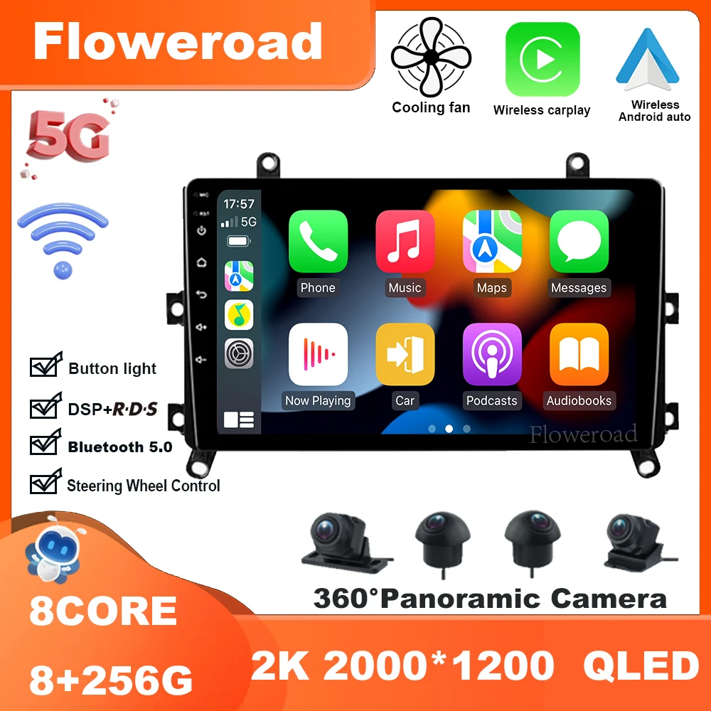 

For Toyota Highlander 4 XU70 2005-2013 Android13 Multimedi Radio Video Player Navigation stereo Carplay Auto BT5.0 5GWiFi DSP