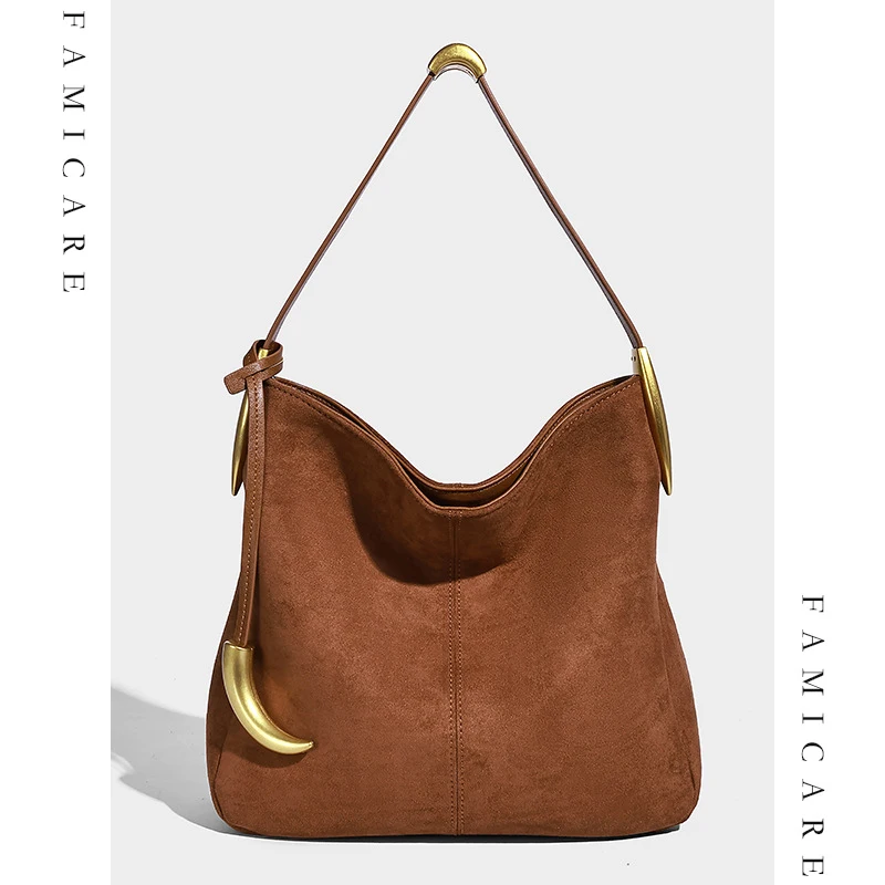 

Новинка 2024 года, вместительная сумка подмышками из искусственной замши, винтажная повседневная сумка для покупок на одно плечо, женская уникальная дорожная сумка