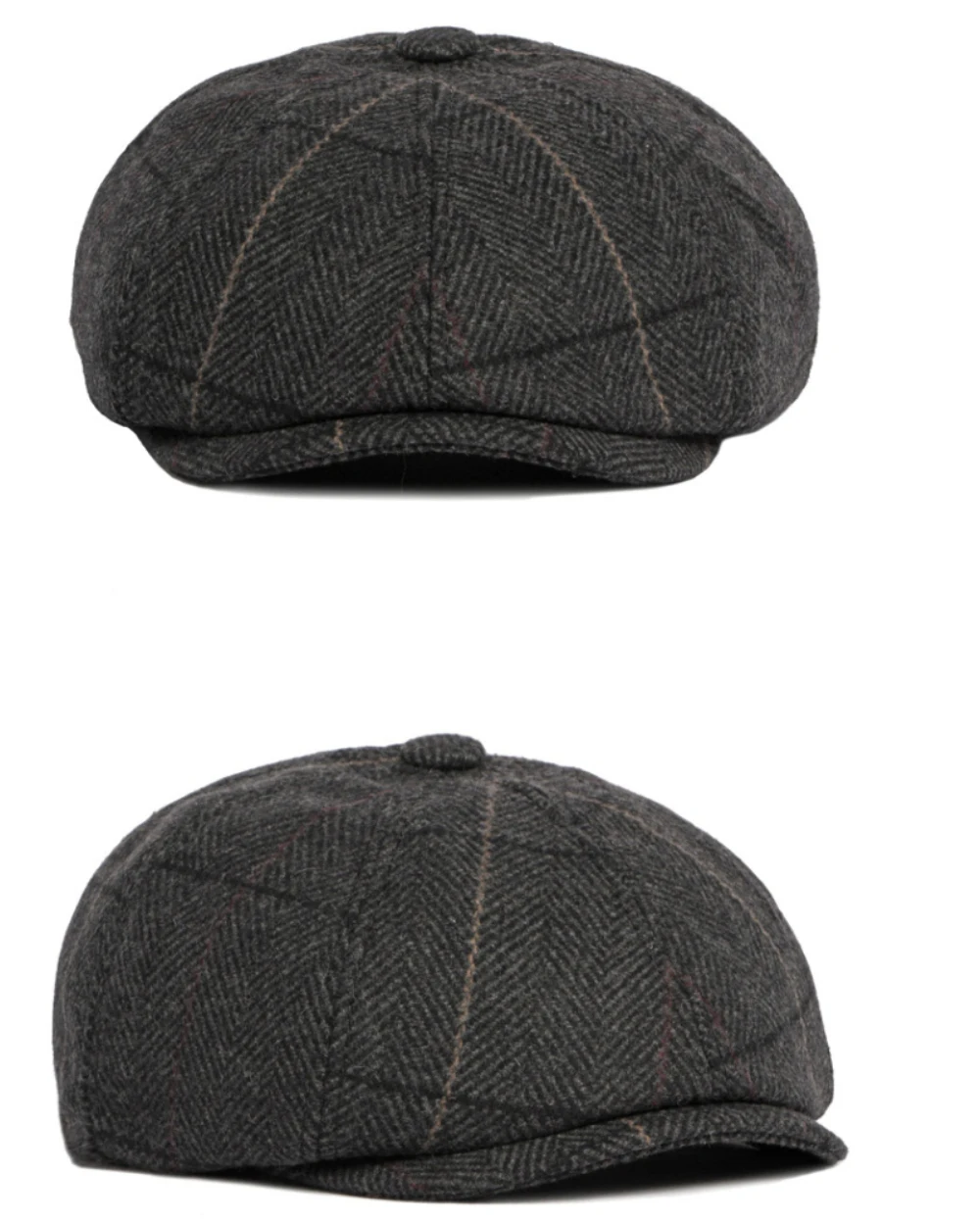 HT4964 Baskenmütze, Retro-Künstler, Maler, karierte Baskenmütze, männlich, weiblich, Ivy, flache Kappe, Herbst-Winter-Mütze, verstellbare Baskenmütze für Männer und Frauen – Detail 4