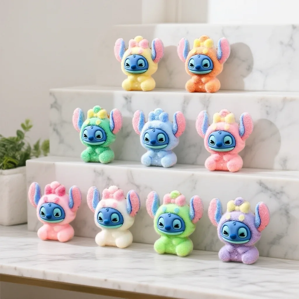 9 pz/set Mini Per Stitch Ornamenti Figura Giocattolo Del Fumetto Figurine Decorazione Del Desktop Modello Ornamenti Giocattoli Delle Ragazze Dei Ragazzi Regalo Di Natale