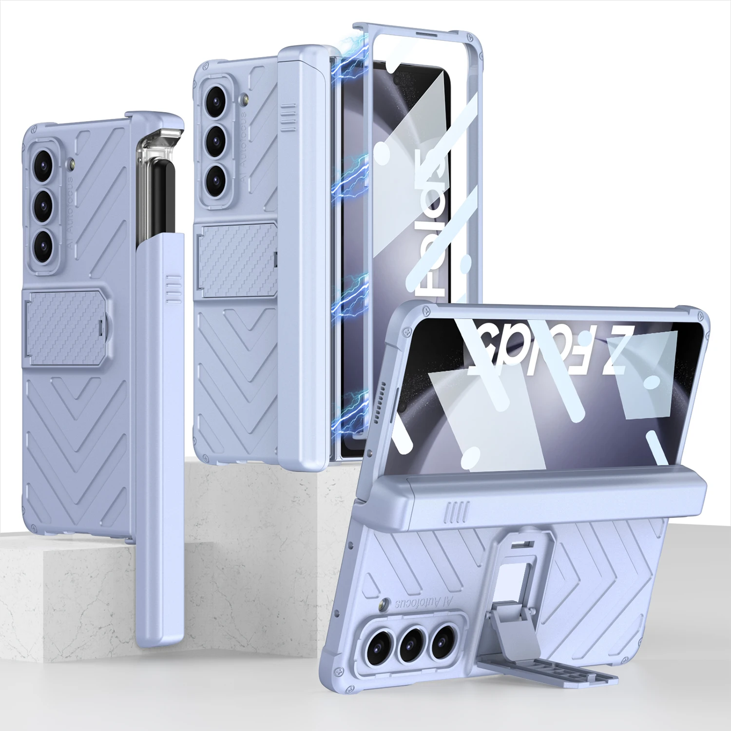 Hard Armour Magnetic Hinge Protection Pen Holder Cover for Samsung Galaxy Z Fold 4 5 6 Shockproof with Screen Protector Bracket