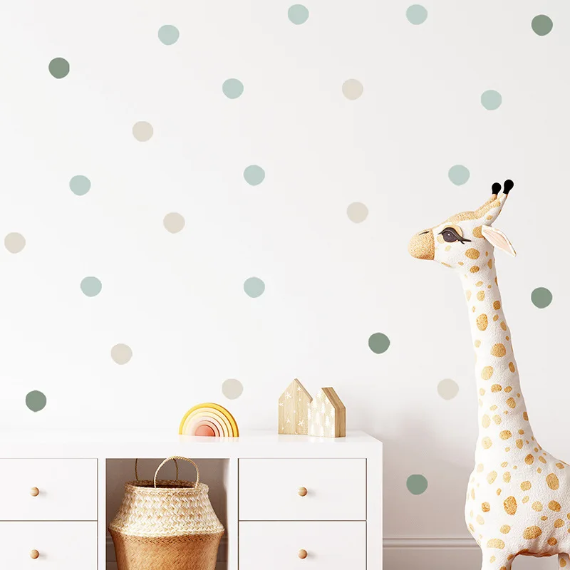 `Boho Morandi Color Polka Dots Wall Sticker Neutral Dot Vinyl Decal Removable Kids Baby Nursery Bedroom Background Mural Home De
