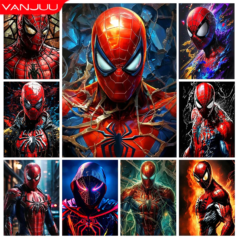 Spiderman Diamond Painting 5D Marvel Superhero Diamond Embroidery Painting Full Diamond Mosaic DIY Cross Stitch Decor Picture