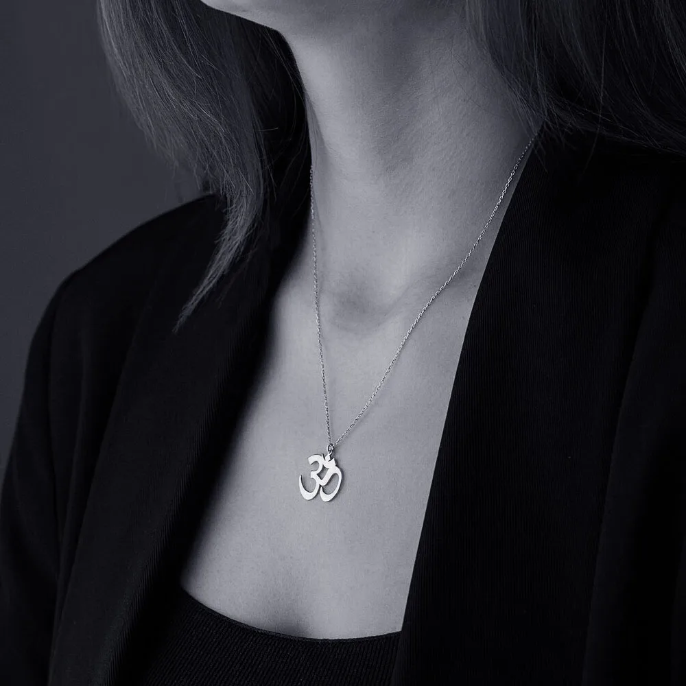 STEELBROS لا تتلاشى أبدًا من الفولاذ المقاوم للصدأ أوم أوم أوم أوم قلادة اليوغا الرجال النساء الهندوسية البوذية مجوهرات دينية دروبشيبينغ