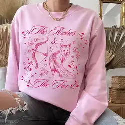 The Archer and the Fox Print Unisex Comfort Bookish once upon a broken heart Sweater Long Sleeve Sweatshirt Y2K Top Streetwear