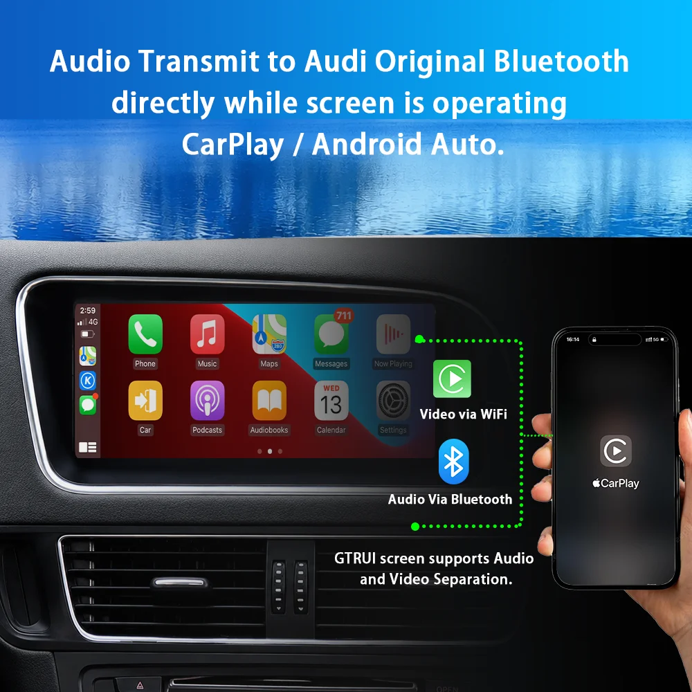 factory price new Multimedia Linux Screen For Audi A4 s4 B8 2009-2015 Wireless CarPlay Android Auto Airplay Car Player Function view 5