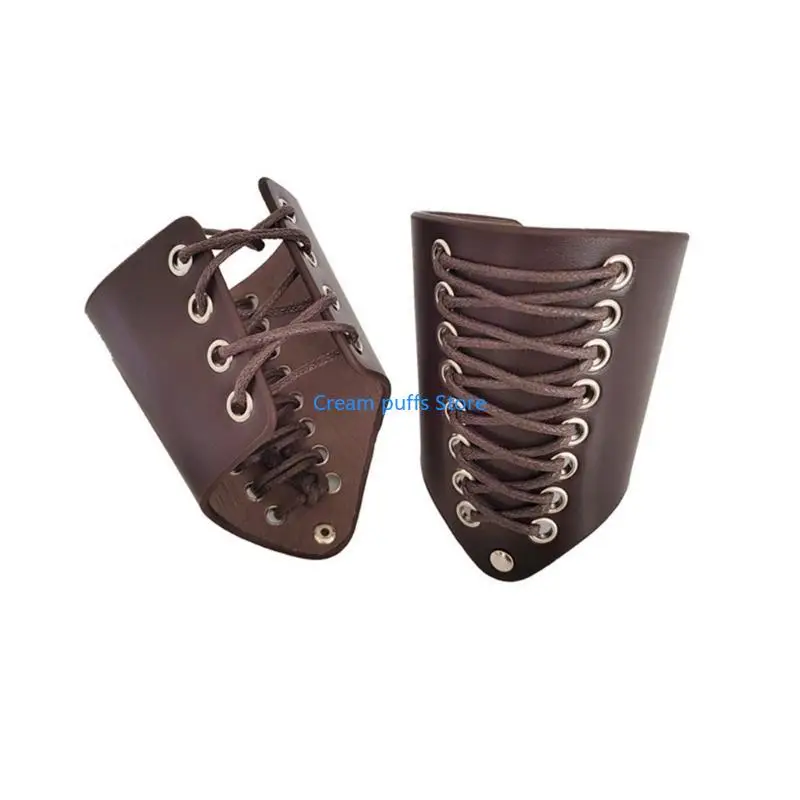 50LE Vintage Middle Ages Wristband Wide Bracer Arm Cuff PU Wrist Protector for ComicCon Photoshoots