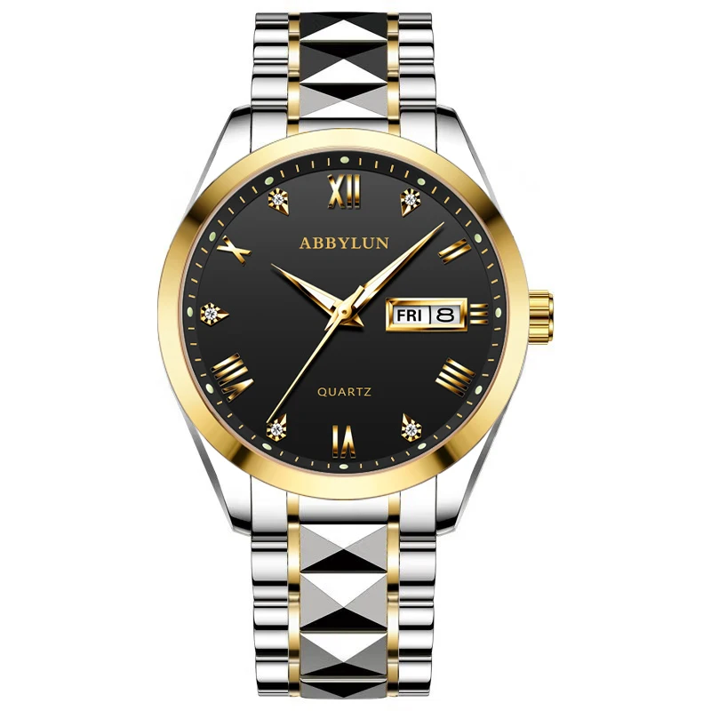 

ABBYLUN 895, брендовые кварцевые часы для мужчин, модные часы с бриллиантами, календарь, светящиеся водонепроницаемые повседневные мужские наручные часы, reloj hombre
