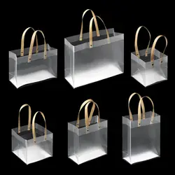 Frosted PP Bags Plastic Gift Bags with Handles Gift Wrapping Flower Package Bag Decor Supplies High-quality Translucent Tote