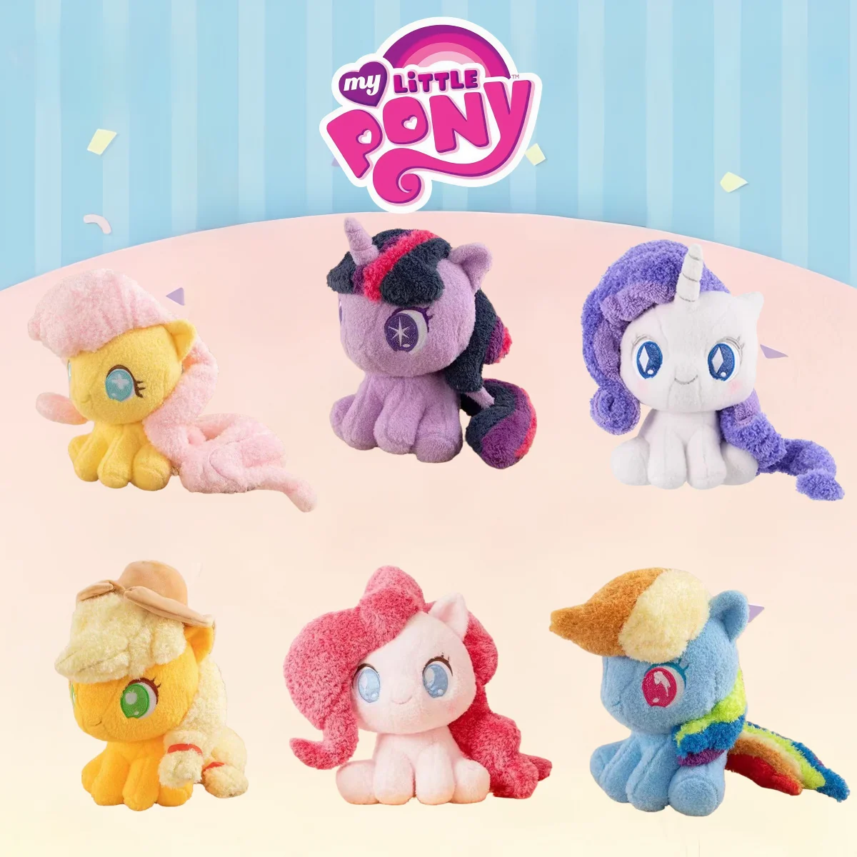 New My Little Pony：Friendship is Magic Plush Q-Version Sitting Posture Doll Toy Twilight Sparkle Rainbow Dash Applejack Rarity
