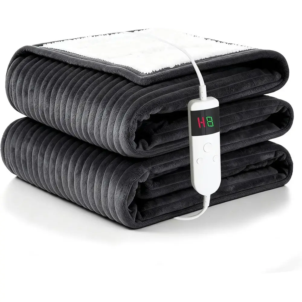 

Heated Blanket Electric Throw, Sot lannel Heating Blanket with 8 Hours Auto O 10 ast Heating Levels hine Washable Sherpa Heated