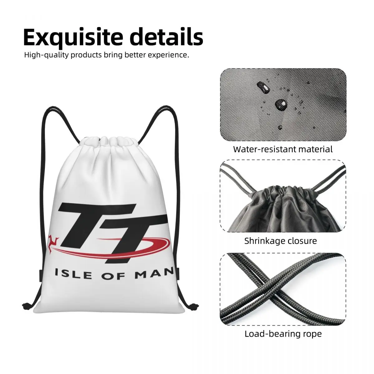 Eiland Man Tt Races Trekkoord Rugzak Vrouwen Heren Gym Sport Sackpack Opvouwbare Motorsport Training Tas Zak