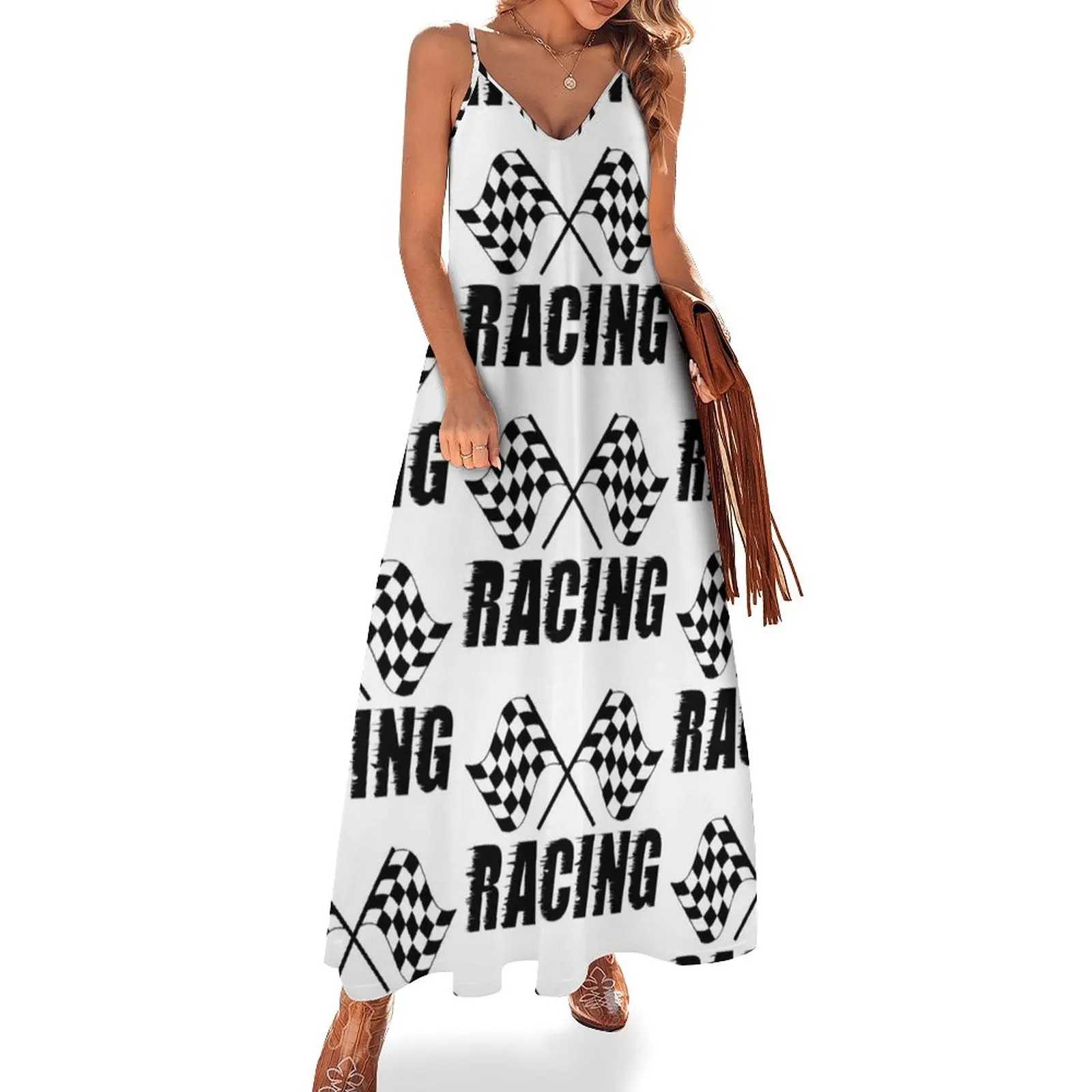 

Checkered Flag Sleeveless Dress women's evening dress 2023 women's luxury party dress