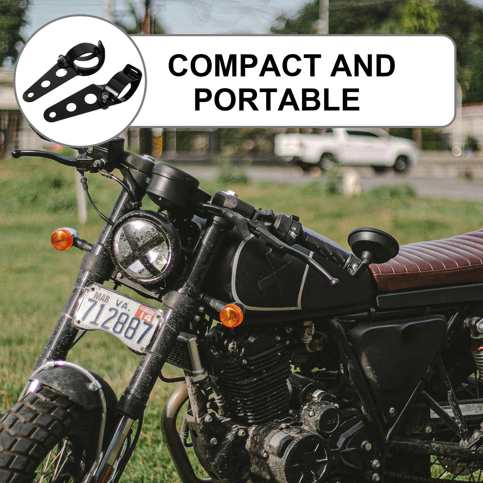 

2pcs Motorcycle Headlight Bracket Aluminum Mount Brackets Adjustable Lightweight Black Motorbike Headlight Mounting Easy