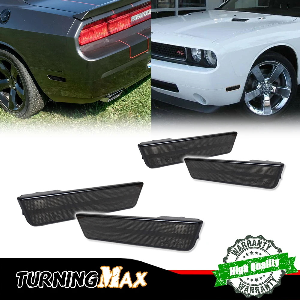 Front / Rear Bumper Side Marker Indicator Light Cover Housings Kit For 2008-2014 Dodge Challenger No Bulb/Socket Car Accessories