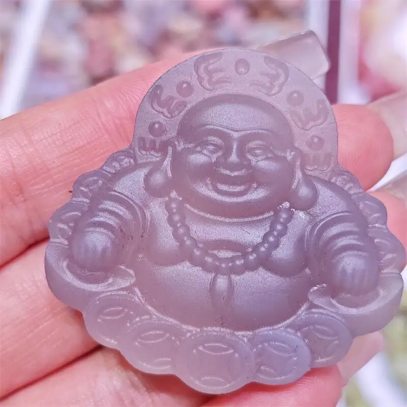 Natural Amazonite Maitreya Buddha Pendant Carving Statue Healing Gemstone Crafts For Children Birthday Gift 1PCS