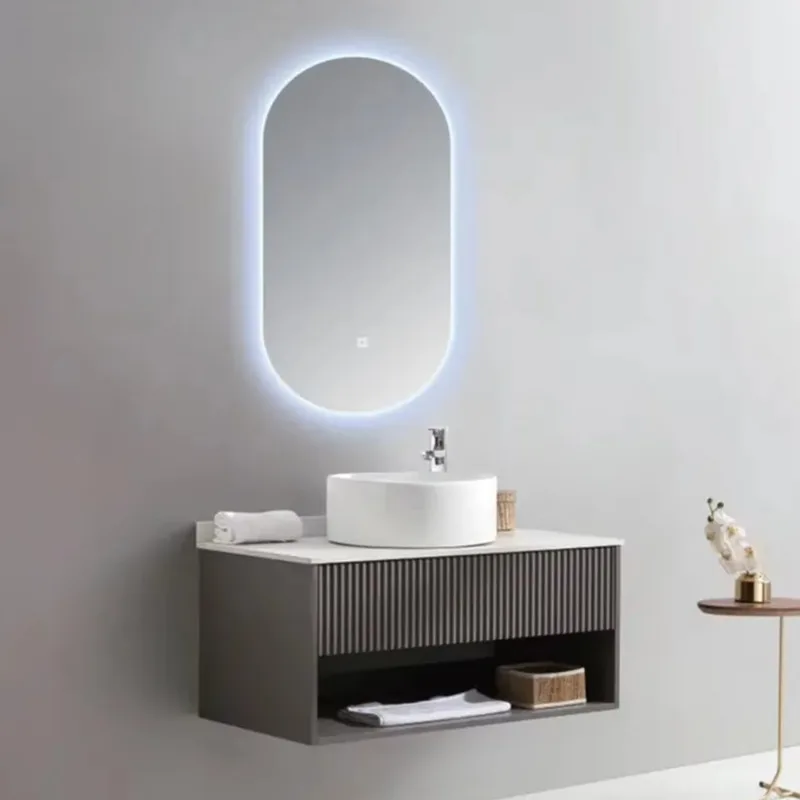 

Modern bathroom cabinet large capacity apartment villa widely used ceramic basin vanity
