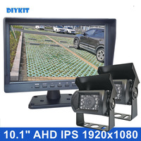 DIYKIT 1920x1080 10.1inch AHD IPS Car Monitor IP68 IR Night Vision AHD Rear View Car Camera for Car Bus Houseboat Truck