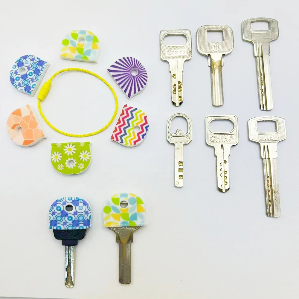 6pcs Key recognition sleeve, made of soft silicone material, with anti slip grip and rich colors, suitable for various key shape