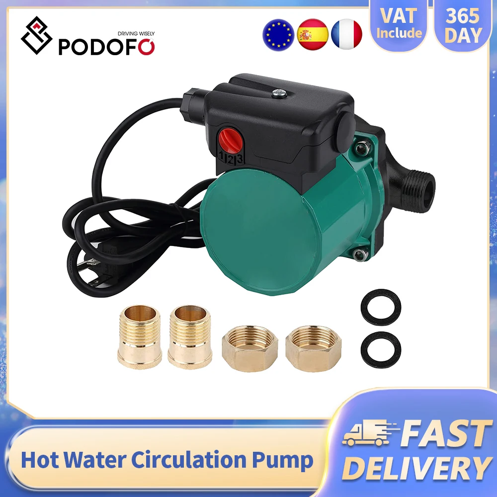 Podofo 3/4'' Warmwasser-Umwälzpumpe 100W 30L/min Spezielle Rostschutzbehandlung Kein Auslaufen Geräuscharm Umweltfreundlich