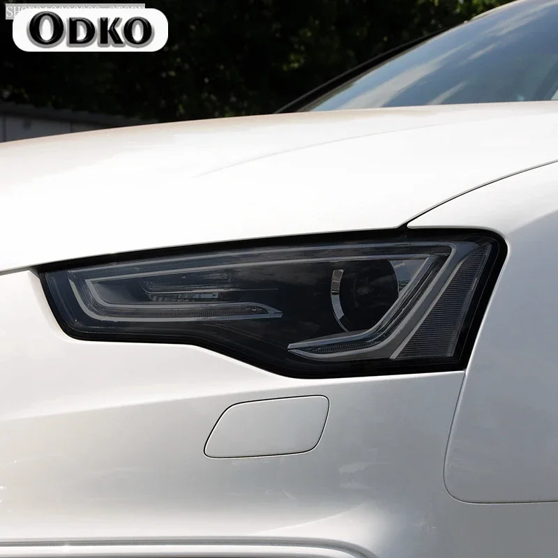 

2 Pcs Car Headlight Protective Film Smoked Black Tint Wrap Vinyl Transparent TPU Sticker For Audi A5 S5 RS5 8T 8F 8W6 2011-On