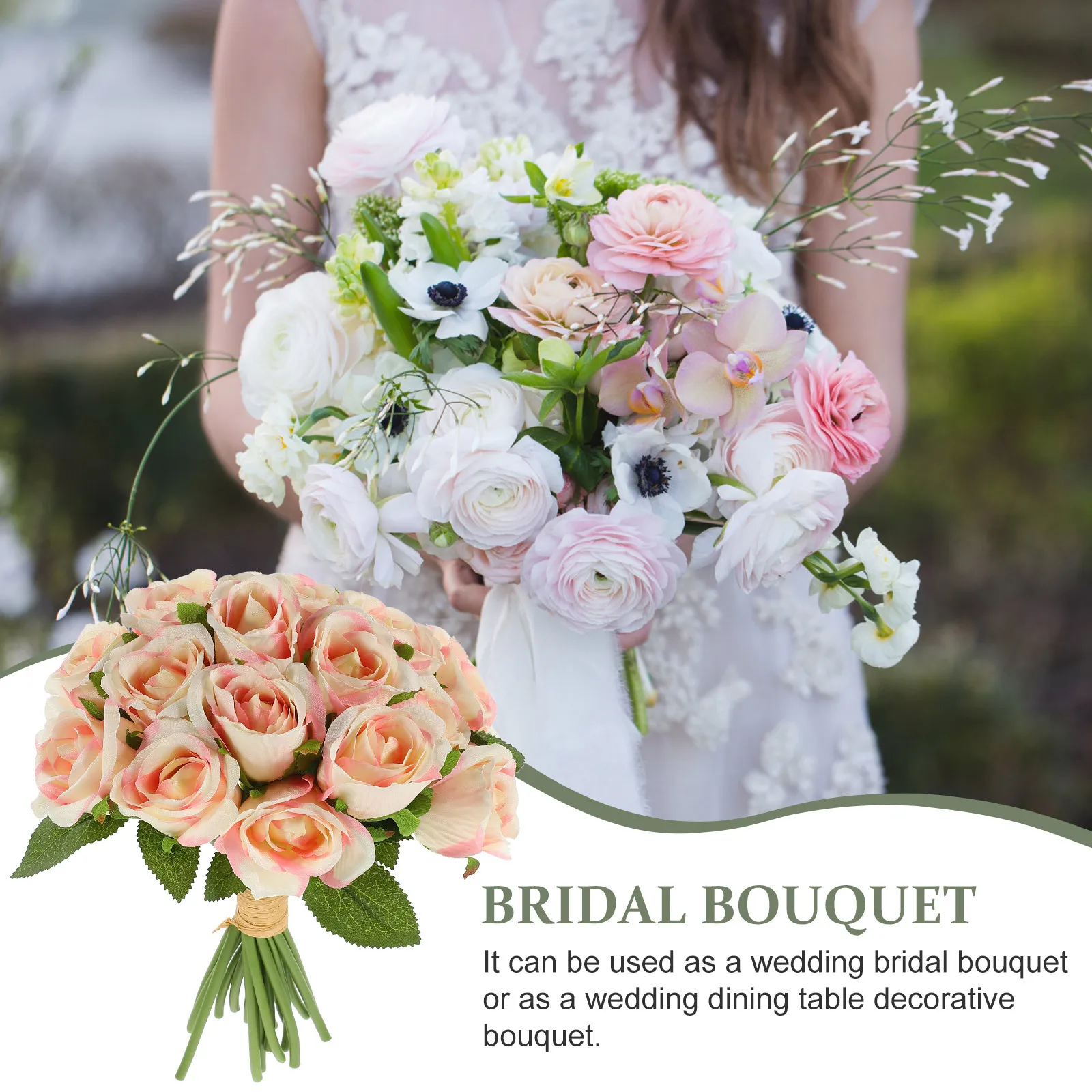 

18Pcs Rose Artificial Flowers Bouquet Faux Roses Fake Floral Ornament Small Rose Flowers for Table Living Room Kitchen