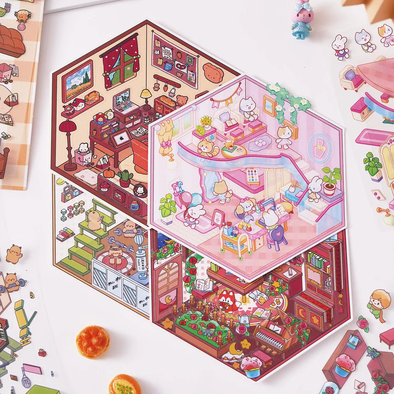 

Kawaii 3D мультфильм забавная жизнь миниатюрные наклейки сцены штабелируемая паста DIY игрушка игра наклейки для скрапбукинга детский фестиваль подарки