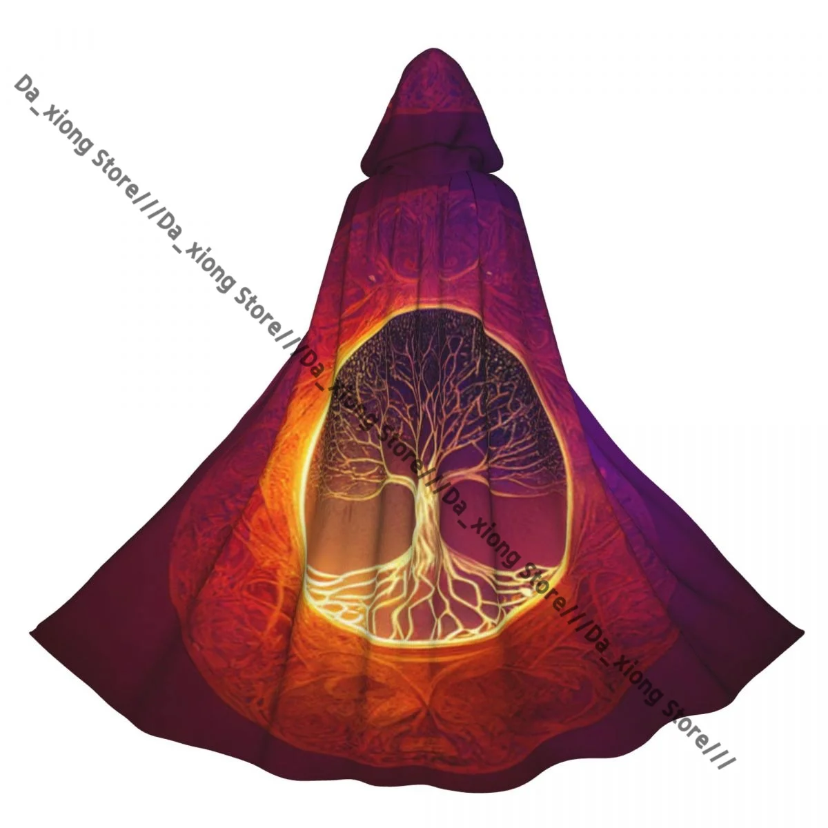 Tree Of Life Yggdrasil Witch Cloak Hooded Cosplay Costume Halloween Adult Long Party Cape