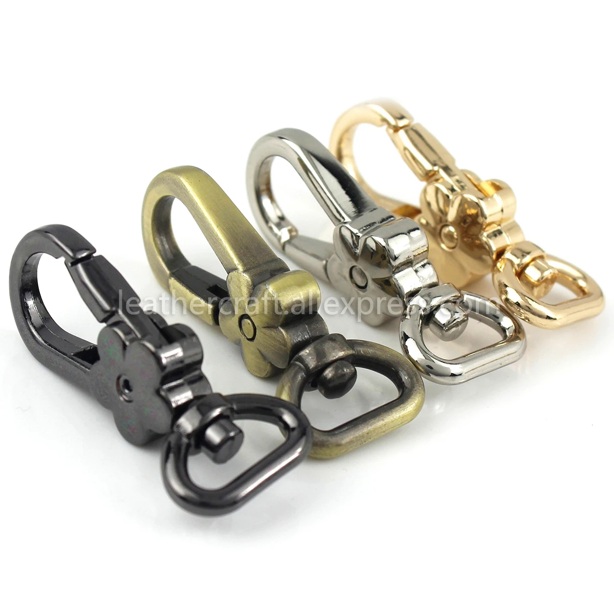 1x Metal Flower Shape Swivel Eye Snap Hook Spring Gate Trigger Clasps Clips for Leather Craft Belt Strap Webbing Keychain Hooks