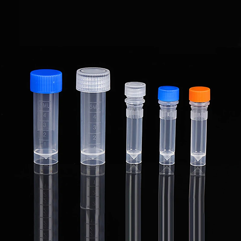 20pcs 1.5/1.8ml PP Lab Analysis Freezing Tubes Graduation Centrifuge Tube Volume Vials Bottles With Blocking Cap Screw Cap