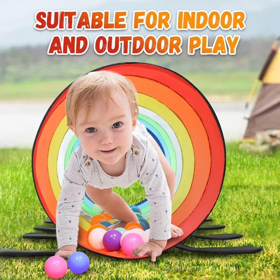 Barraca de túnel infantil para crianças, pacote de 2 brinquedos de túnel pop up coloridos para bebês ou animais de estimação, presente dobrável para meninos e meninas