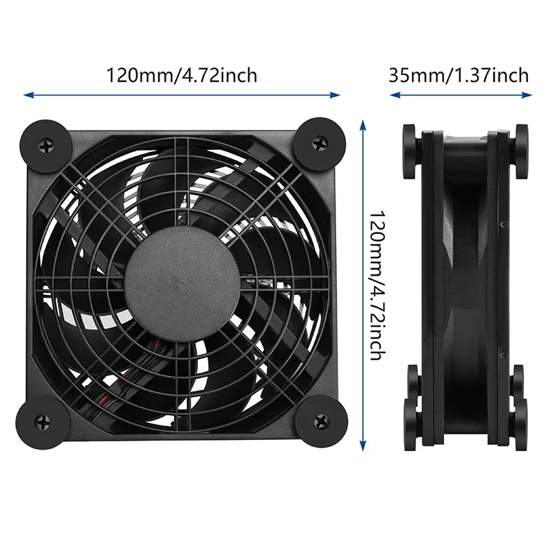 12CM router power amplifier broadband cat set-top box 5VUSB cooling fan rack base silent