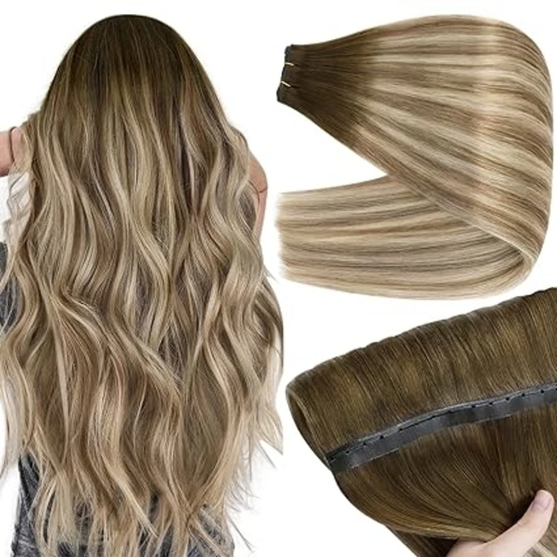 Volledige Glans 100 Gram Vlinder Inslag Hair Extensions Echt haar Onzichtbare Pu Gat Inslag Extensions Hoogtepunt Genius Inslag Haar