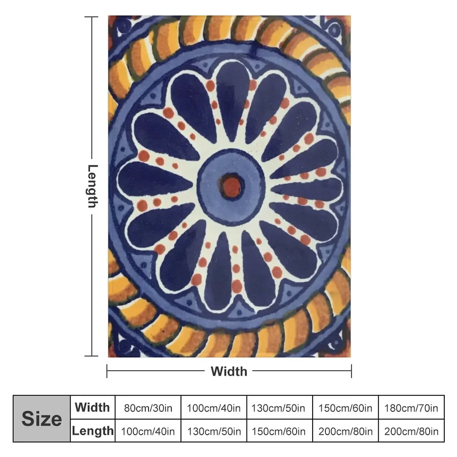 Blue and Gold Talavera - Rustic Mexican Tile Mandala Throw Blanket Tourist warm for winter Heavy anime Quilt Blankets