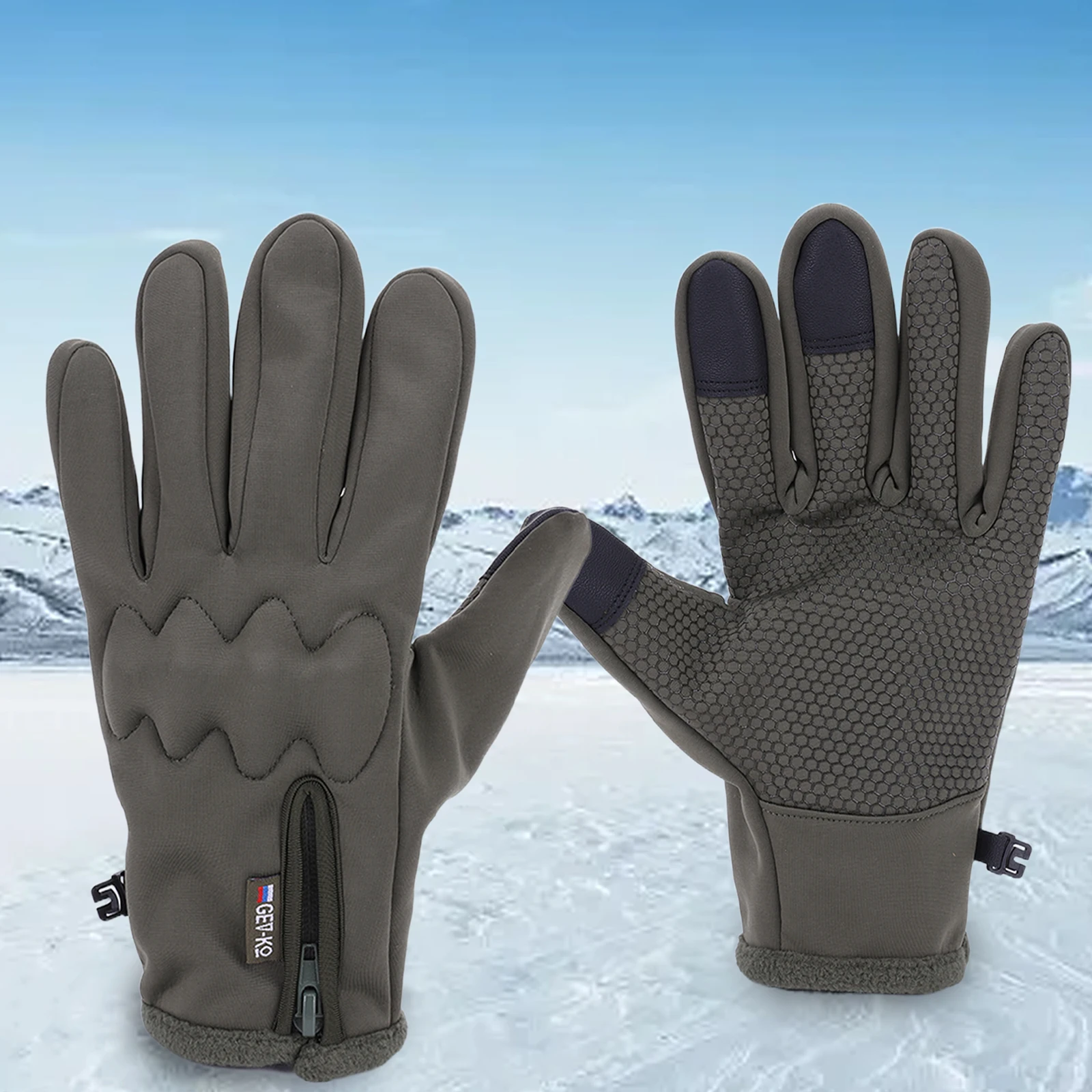 

Hiking Motorcycle Gloves Waterproof with Touchscreen Finger Winter Fishing Gloves Winter Thermal Fleece Lined for Outdoor Sports