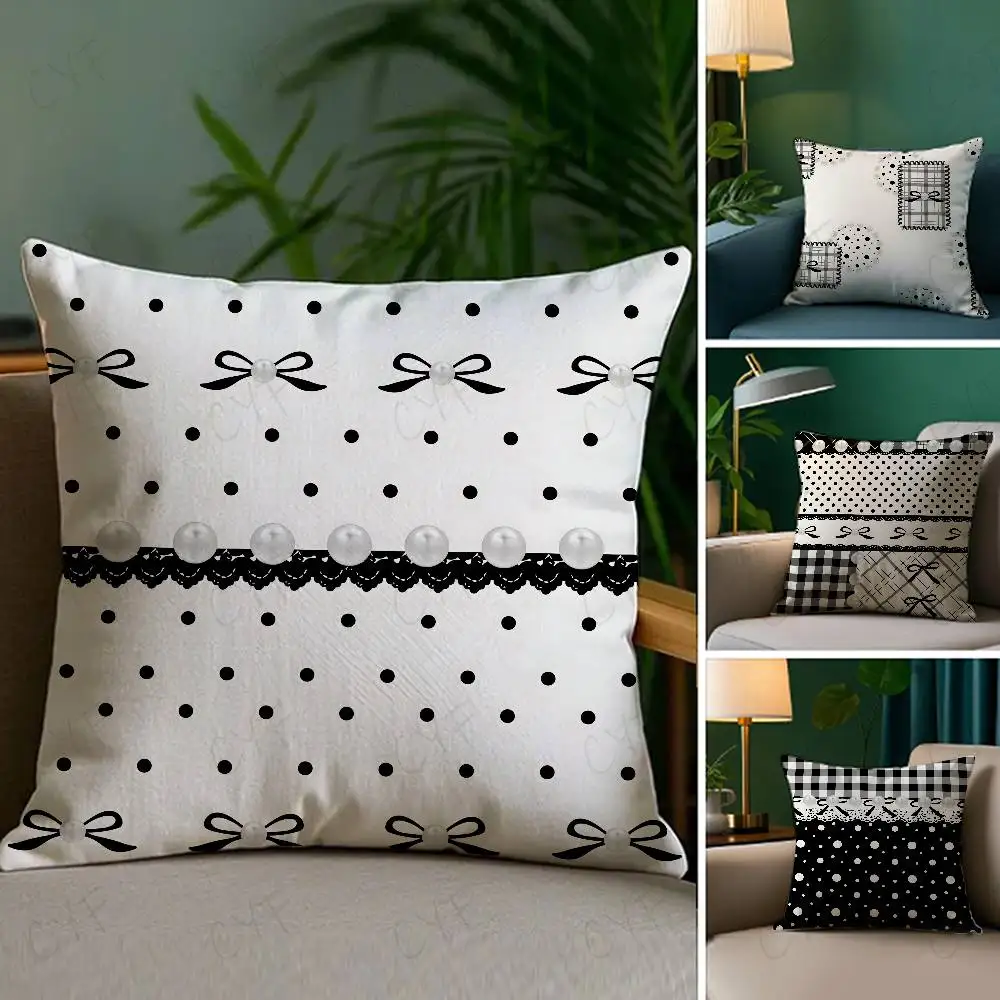 

ins style simple pearl black and white Pillow Case Custom Printed Brushed Fleece Pillow, Baby Skin-Touch, Eco-Friendly Dye-Subli