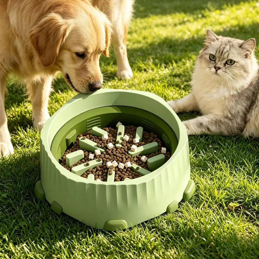 

Dual Mode Large Plastic Cat Slow Feeder Bowl, Switchable FastSlow Feed