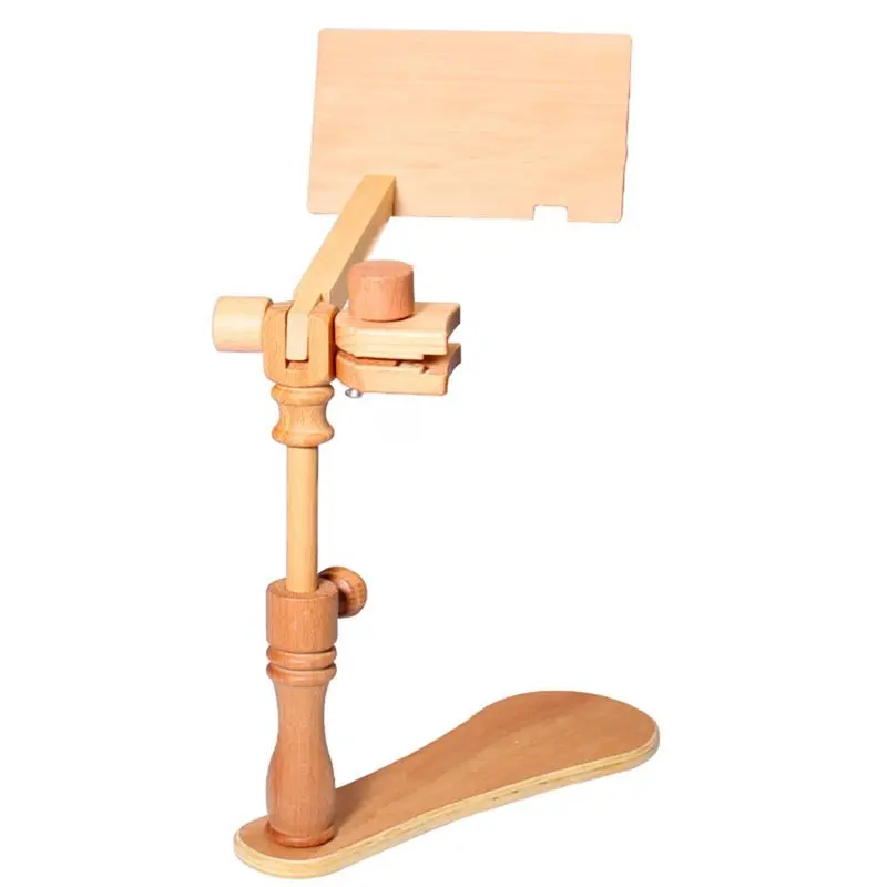 SHGO-Beech Wood Embroidery Hoop Stand, Adjustable Height Desktop Rotating Cross Stitch Hoop Holder