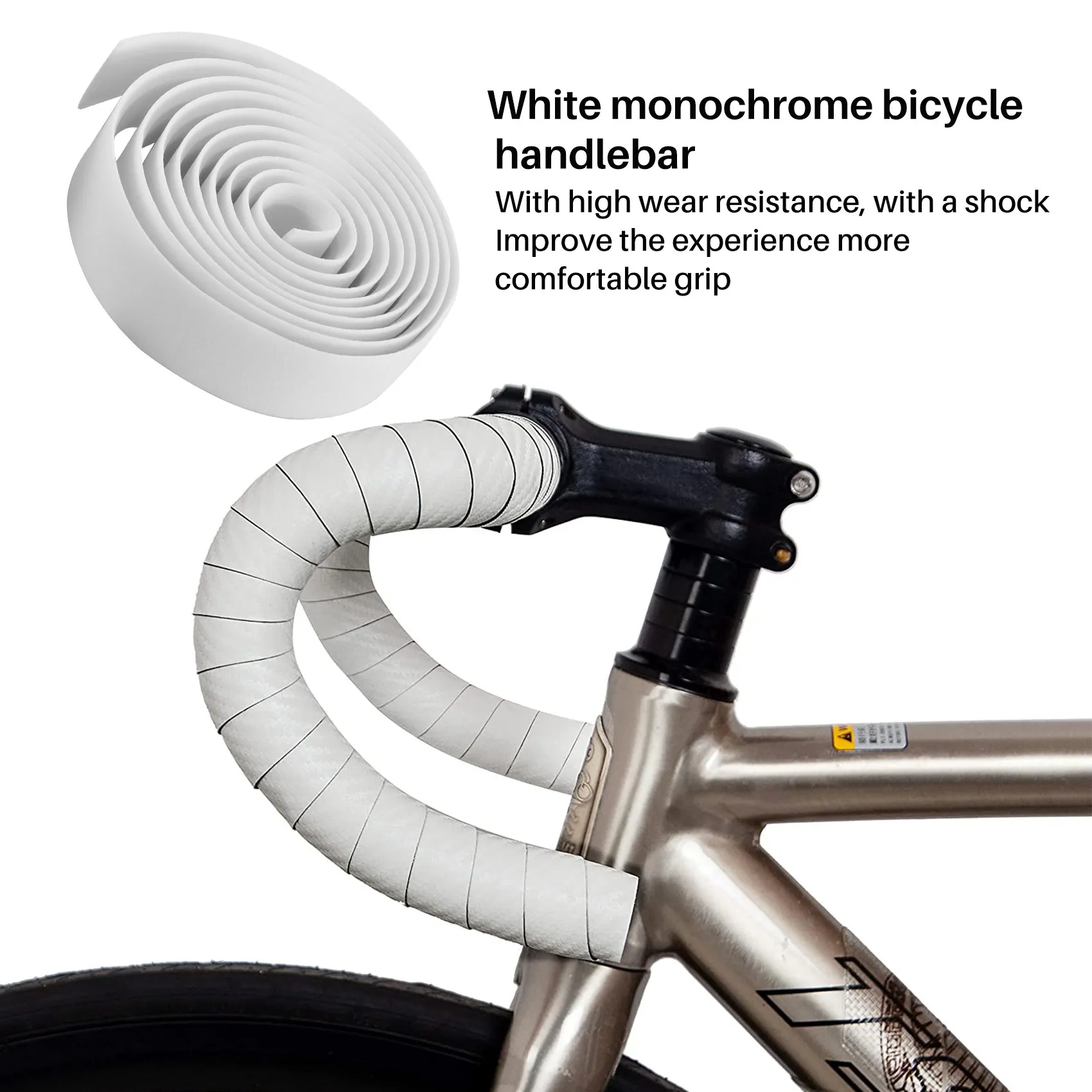 Road Bike Bicycle Cork Handlebar Bar Grip Wrap Tape + 2 Bar Plugs-White