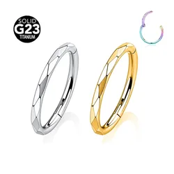 ASTM F136 G23 Titanium Moon Helix Septum Piercing Daith Conch Hoop Hinged Earring Clicker Segment Nose Ring 16G