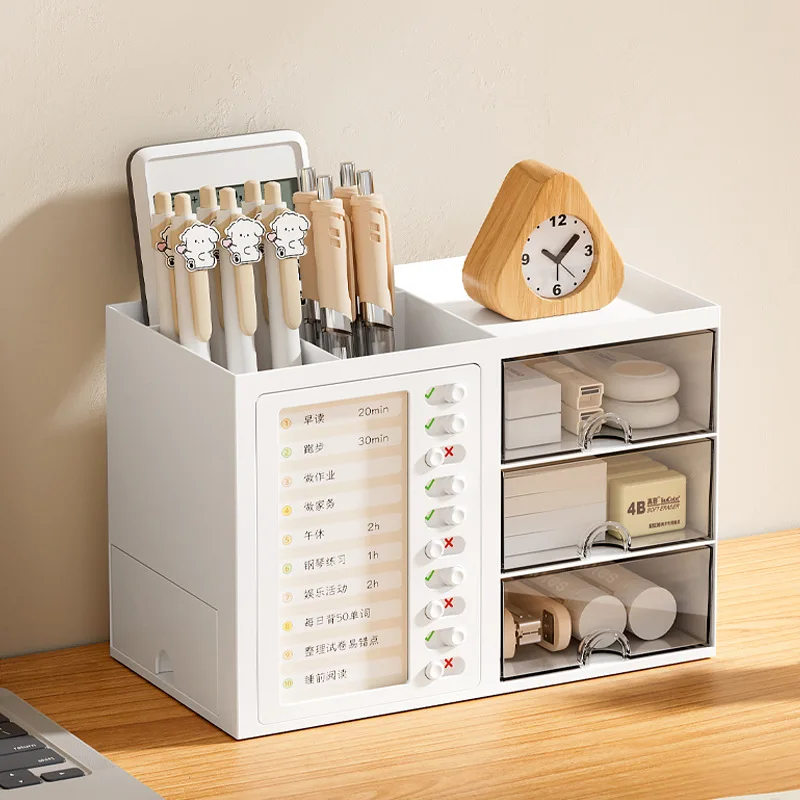 

Self Disciplined Check-In Desktop Storage Box, Drawer Style Multifunctional, Student Dormitory Stationery Storage Pen Holder
