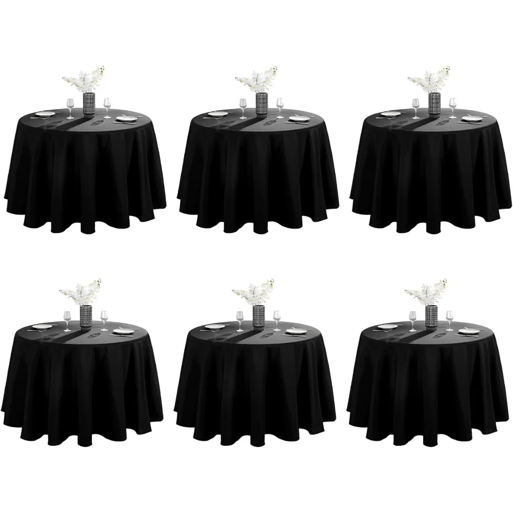 

Polyester Tablecloths Set of 6, 132 Inch Round, Stain and Wrinkle Resistant for Kitchen Dining Tables