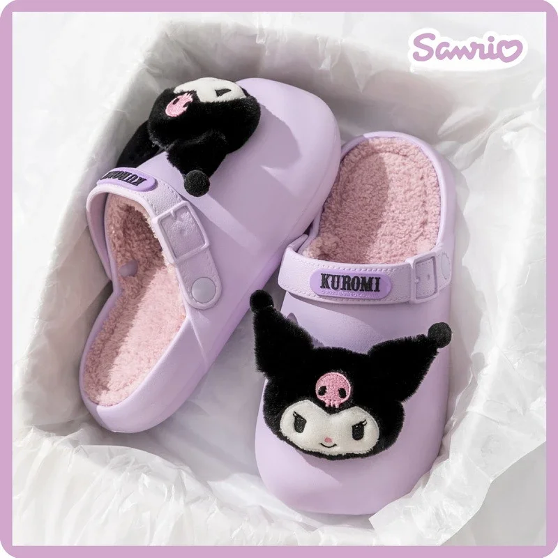 

Sanrio Anime Kuromi HelloKitty Mymelody New Cotton Slippers Plush Slippers Kawaii Non-slip Warm Autumn Winter Thickened Version