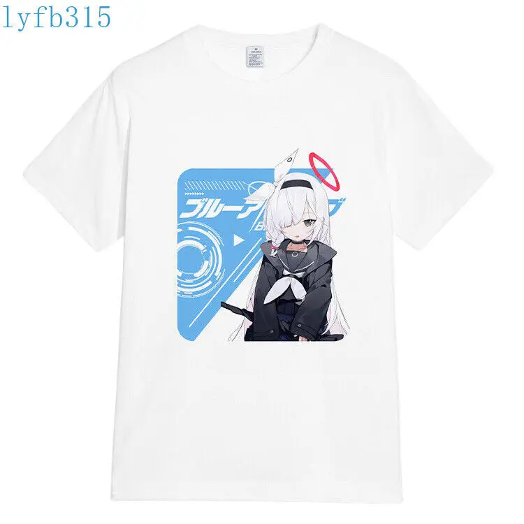 Anime Blue Archive T-Shirts Men Women White Short Sleeve Basic Tops #F