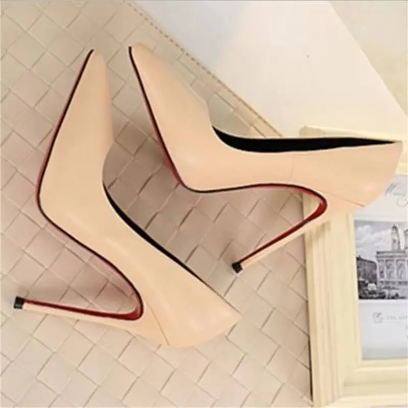 Shoes Woman High Heels Pumps Tacones Pointed Toe Stilettos Talon Femme Sexy Ladies Wedding Shoes Black Heels Big Size 44