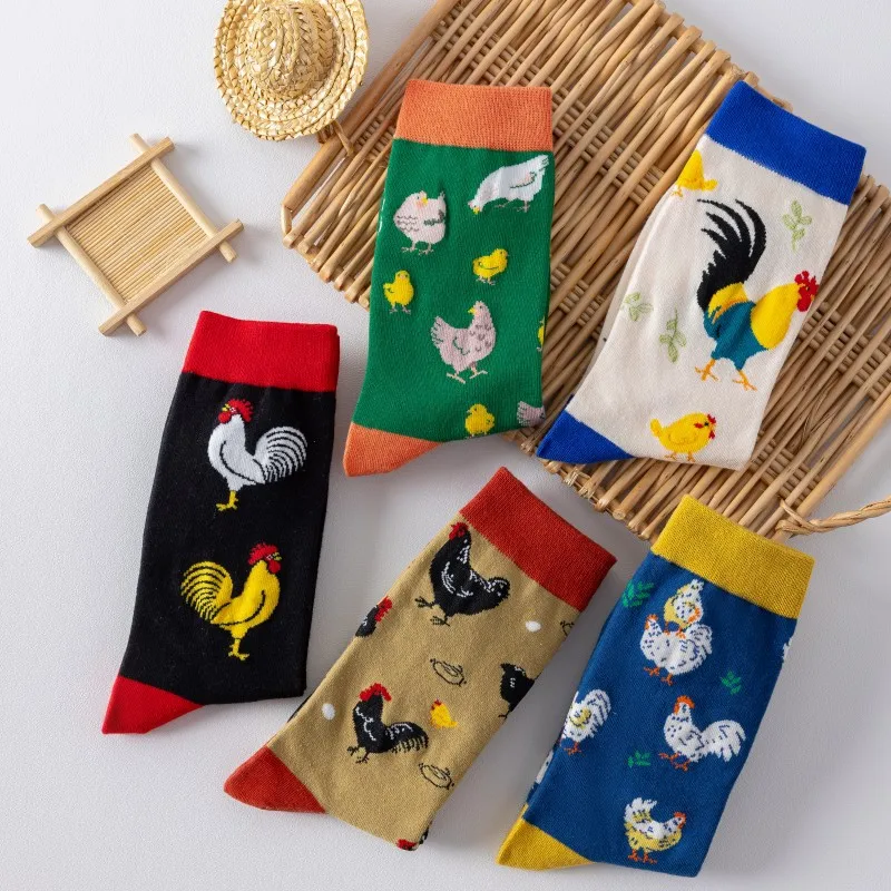 5 Pairs Unisex Socks Set Cartoon Sweat Absorbing Comfortable Breathable Cotton Socks Personalized Versatile Funny Mid Tube Socks