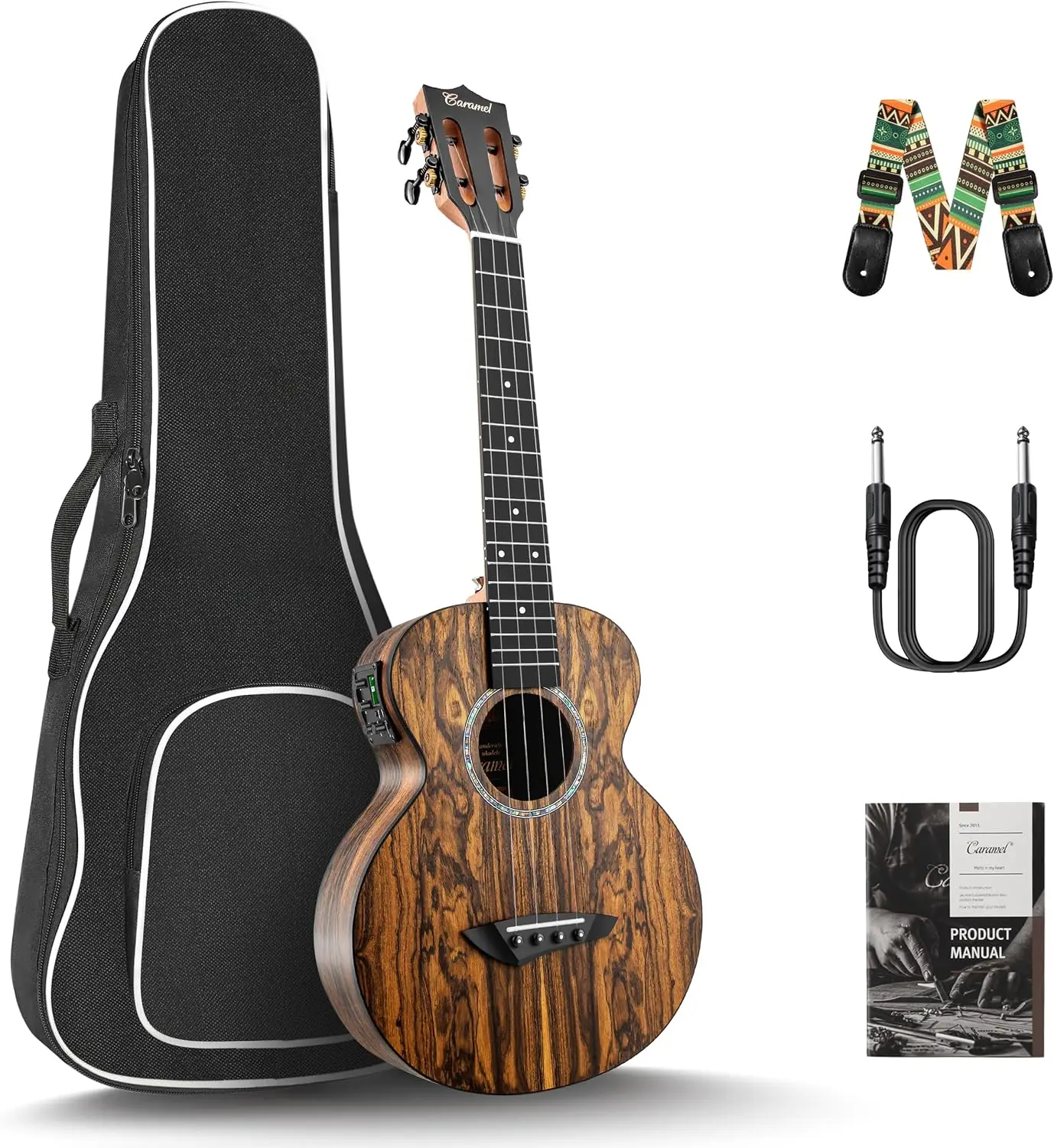 26-Inch Electric Tenor Ukulele with All Butterfly Bocote Wood Construction