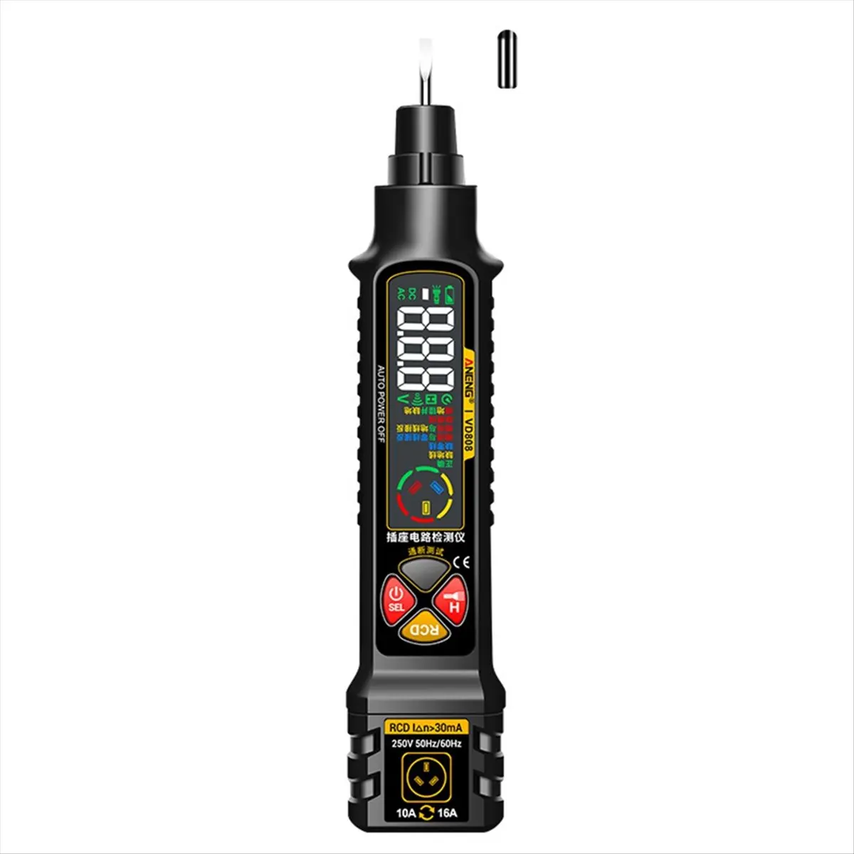 【Socket】 VD808 Digital Socket Tester Circuit Breaker Finders Voltage Measurement Leakage Polarity Leakage NCV Test US Plug