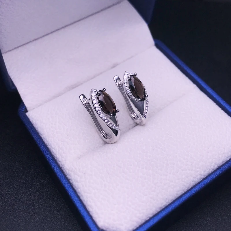 Green Amethyst Earrings Sterling 925 Silver Smoky Quartz Gemstone MQ5*10mm for Women Birthday Party Engagement Jewelry Gift